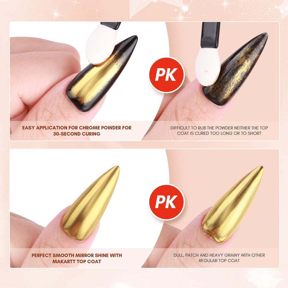Makartt Gel Top Coat aplicación fácil para cubrir polvo cromado sin gránulos
