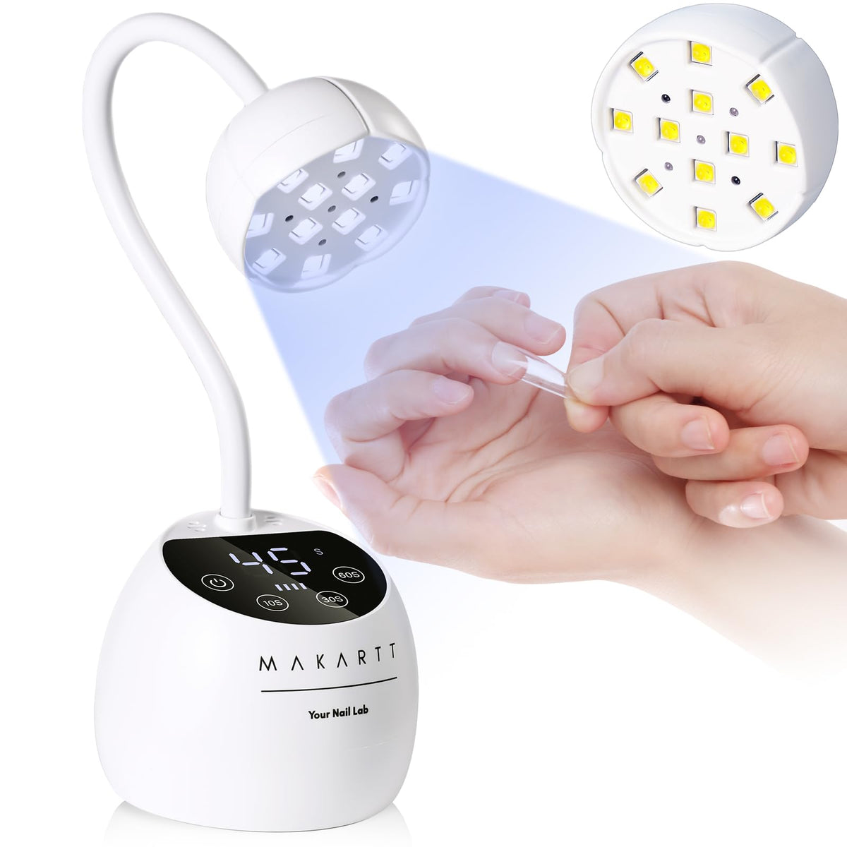 Makartt lámpara UV-LED con cuello ganso ajustable para curado uniforme de uñas