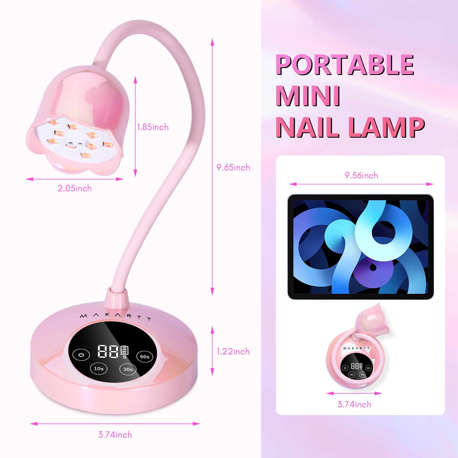 Makartt lampara UV mini tamaño compacto para almacenamiento fácil.