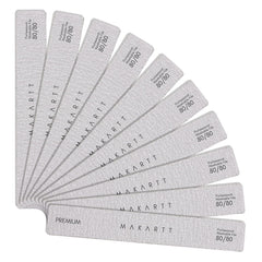 Makartt lima emery 80/80 de doble cara para uñas acrílicas, remoción eficiente.