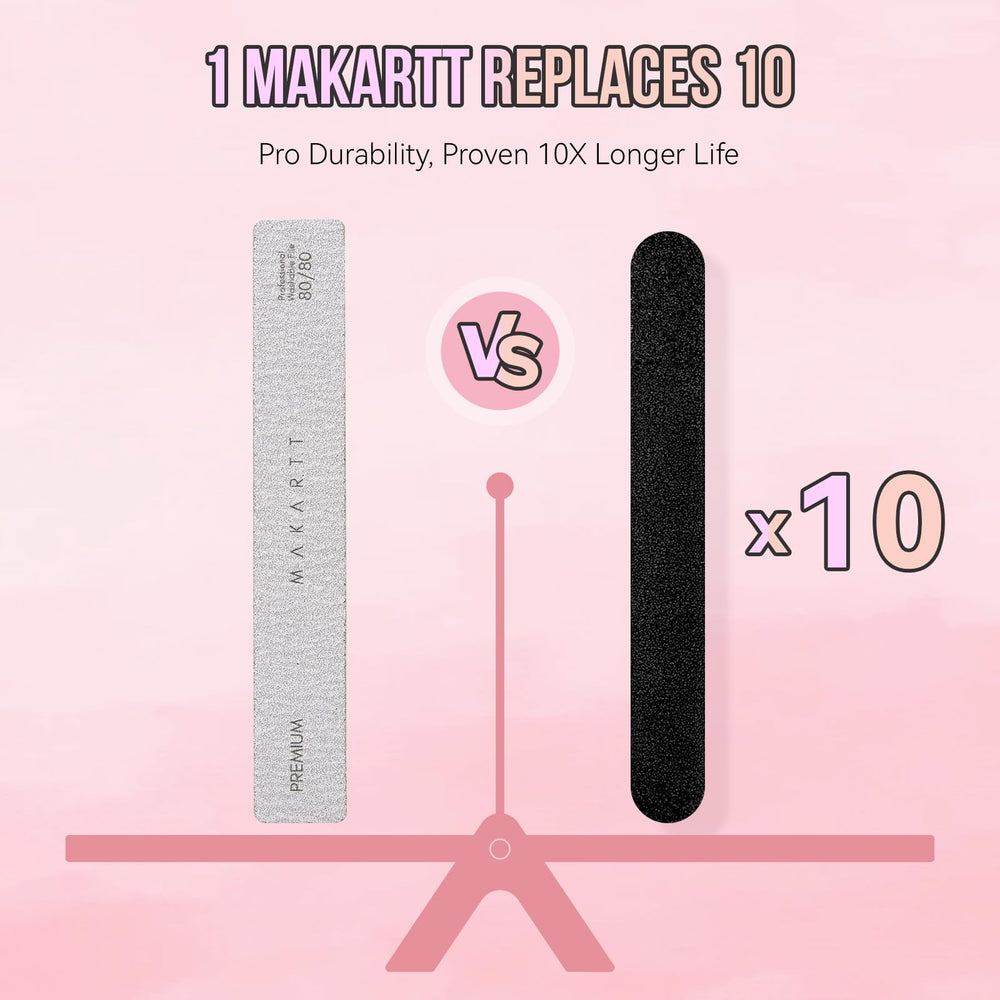 Makartt lima de grano grueso para eliminar gel y extensiones con cuidado.