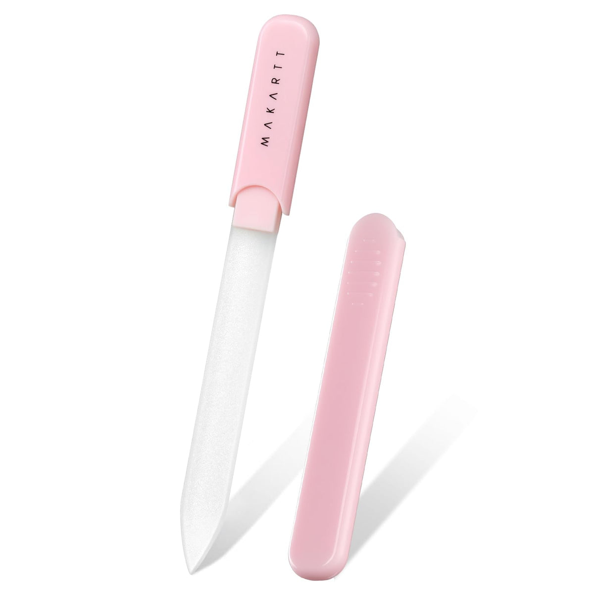La lima Makartt de vidrio rosa ofrece un acabado suave para uñas naturales.