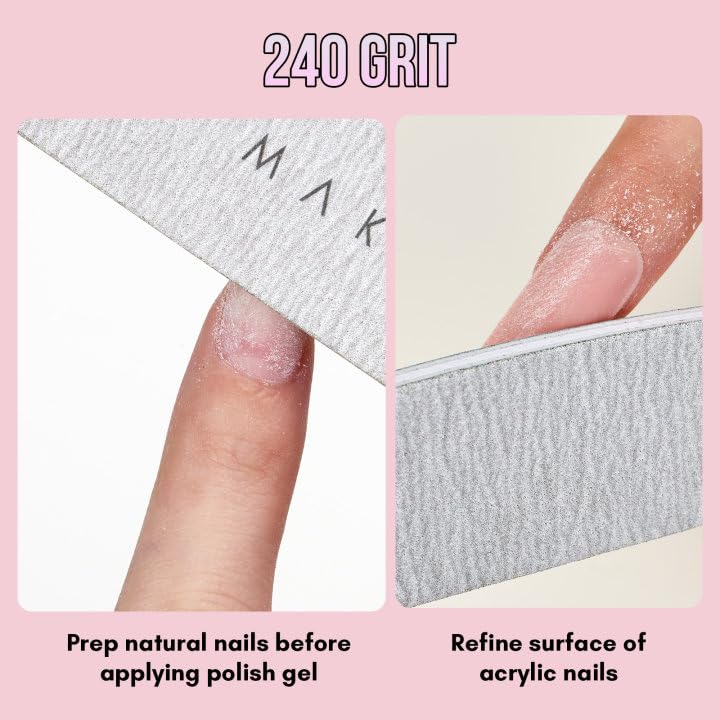 Makartt lime 240/240 émery double-face courbe pour les côtés des ongles