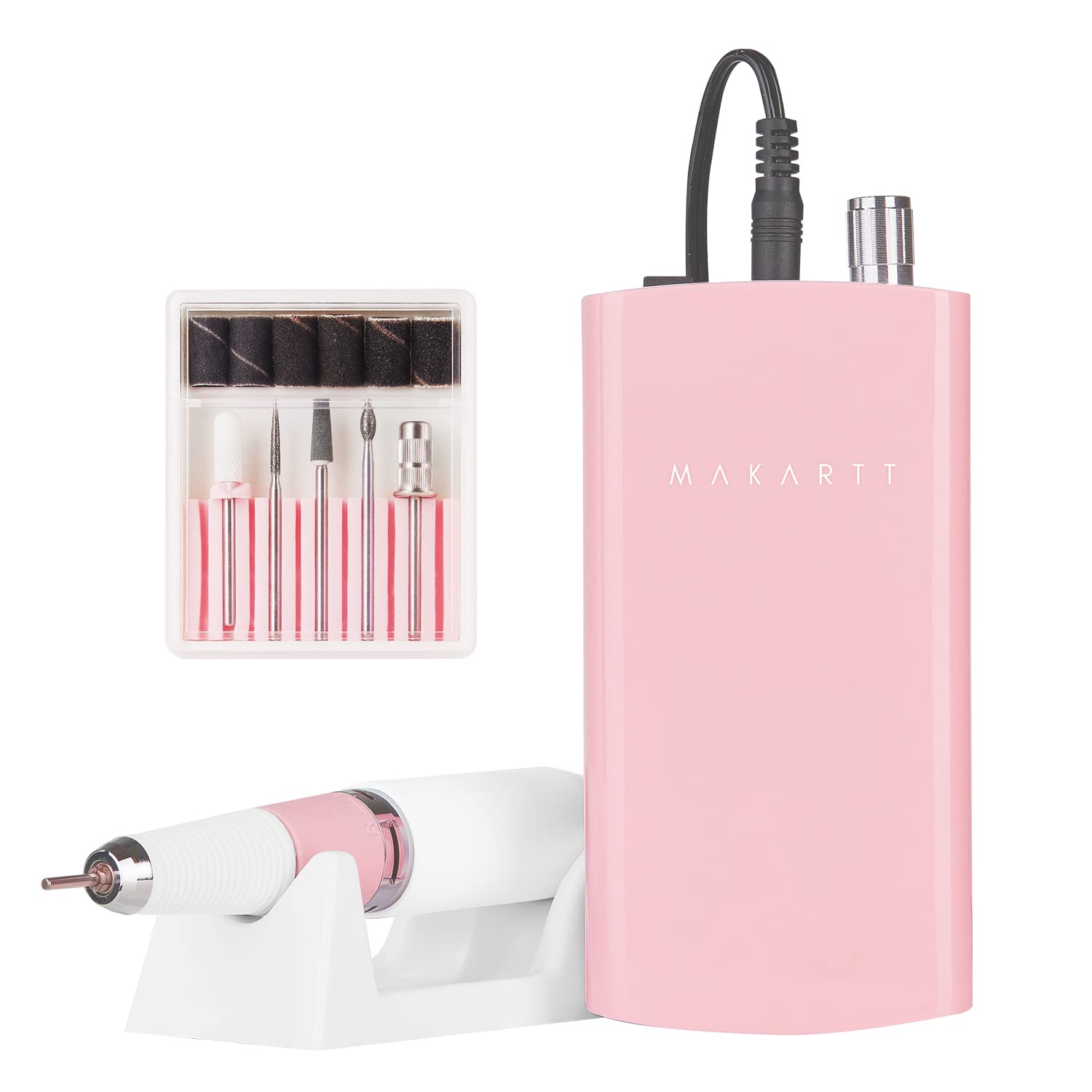 Makartt Malory Nail Drill rosa portátil para manicuras precisas en casa