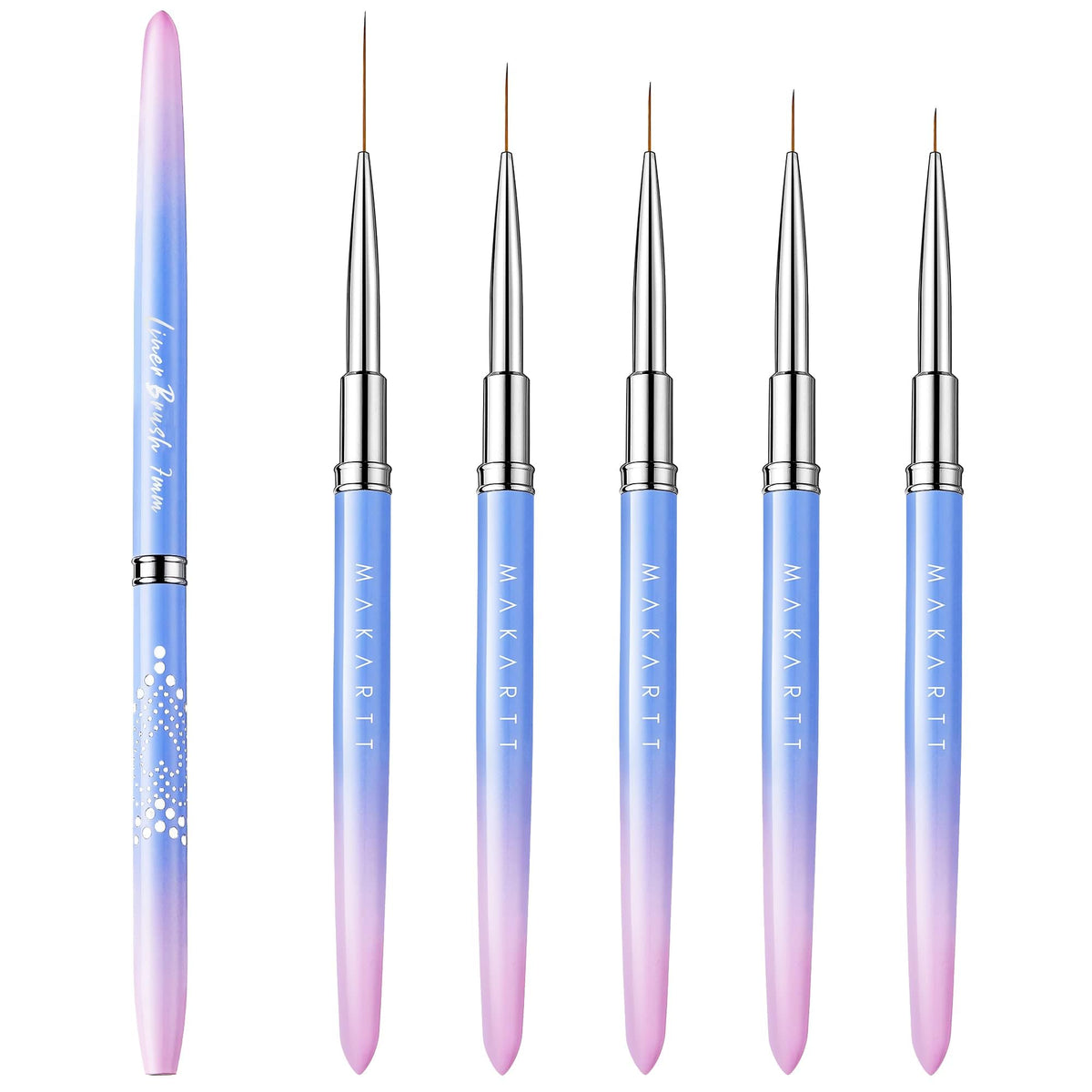 Pincel delineador Makartt de 7 mm para trazos finos y precisos en uñas.