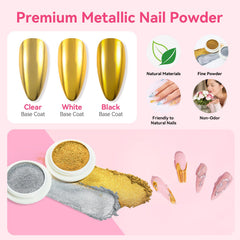 Makartt polvo cromado oro, efecto espejo para manicuras modernas.