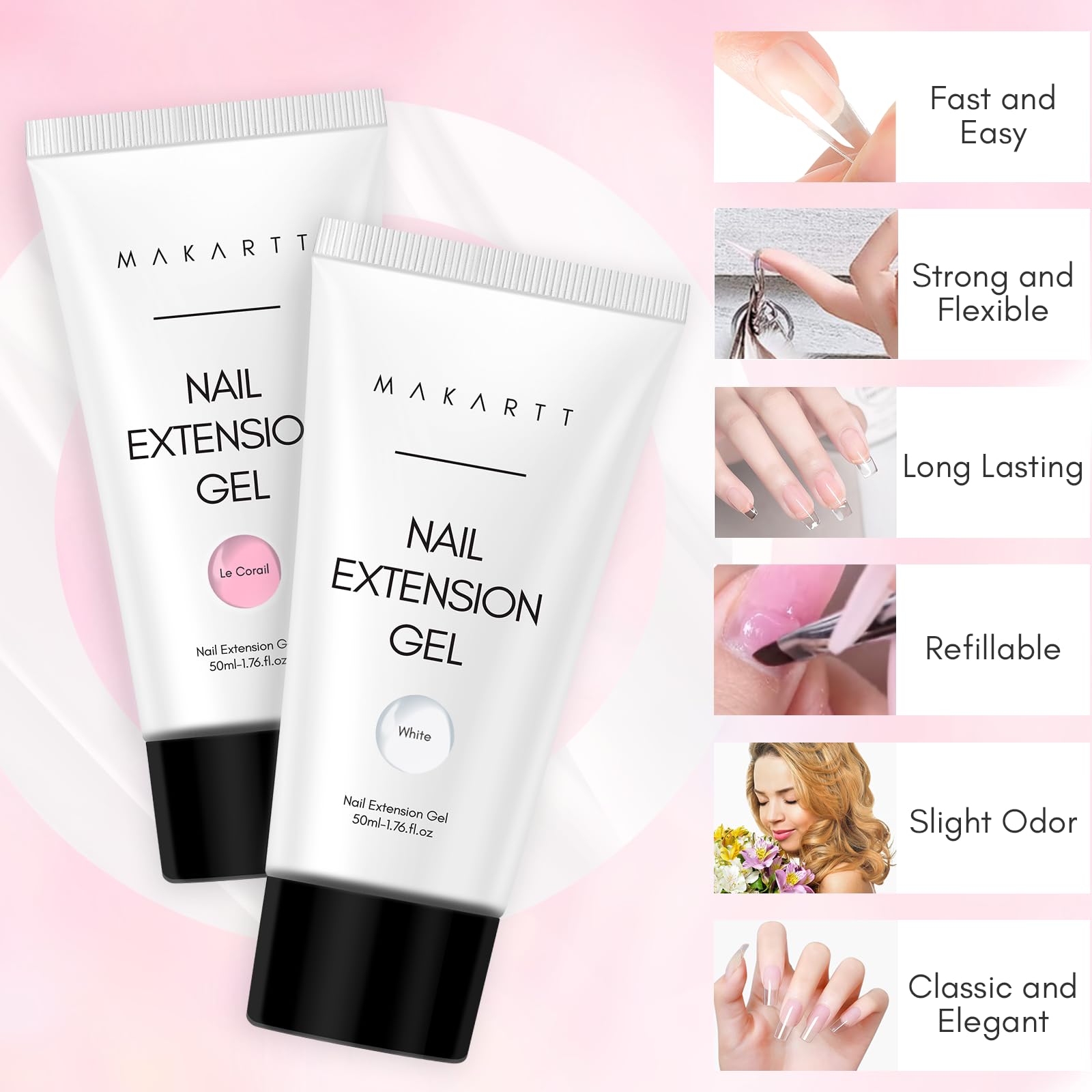 Makartt Poly Nail Gel Kit: formas duales para una aplicación uniforme.