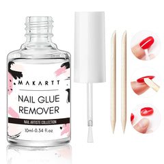 Makartt quitapegamento de uñas con brocha para remover adhesivo con precisión