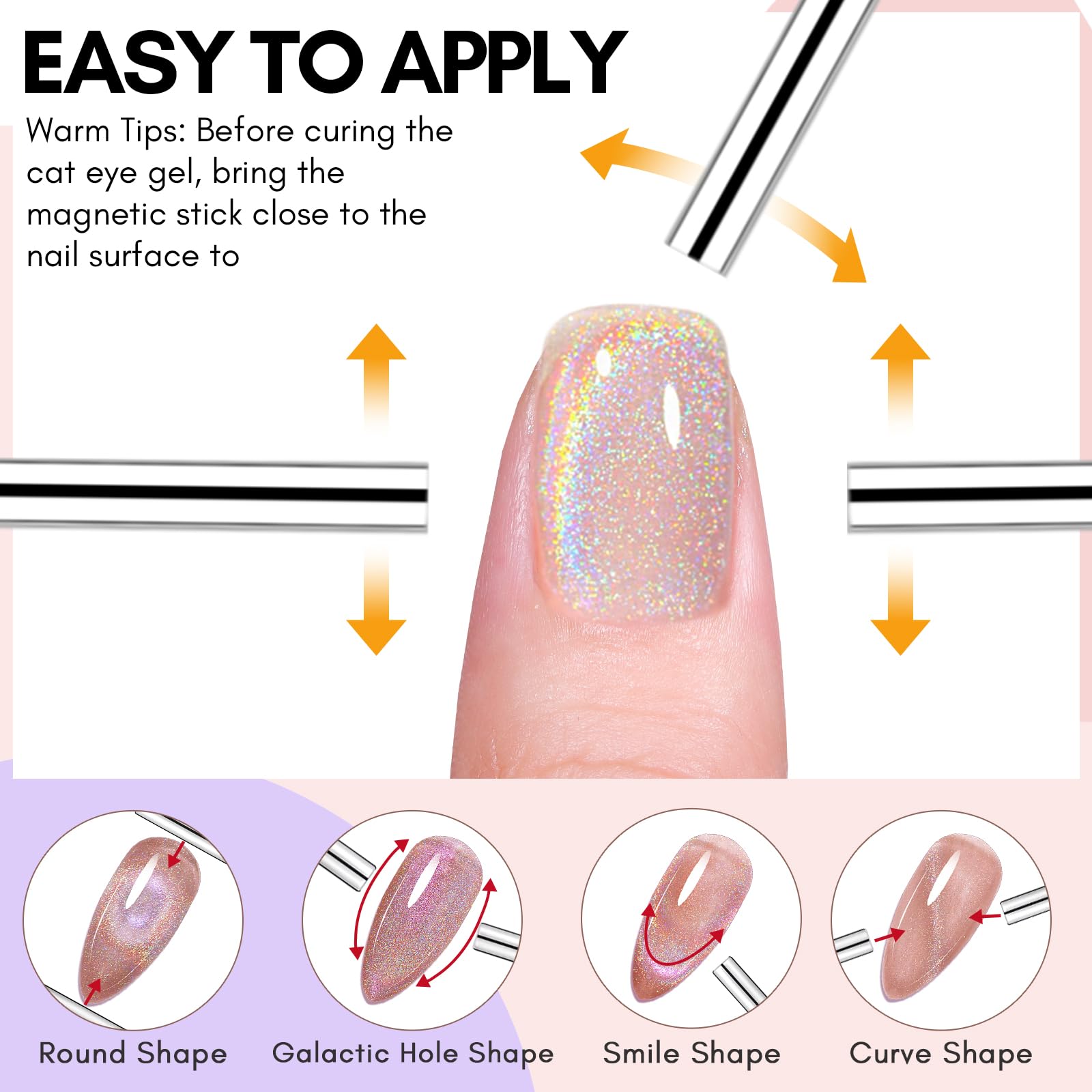 Makartt Rainbow Cat Eye Gel Nail Polish under light displays rainbow diffraction and sparkle