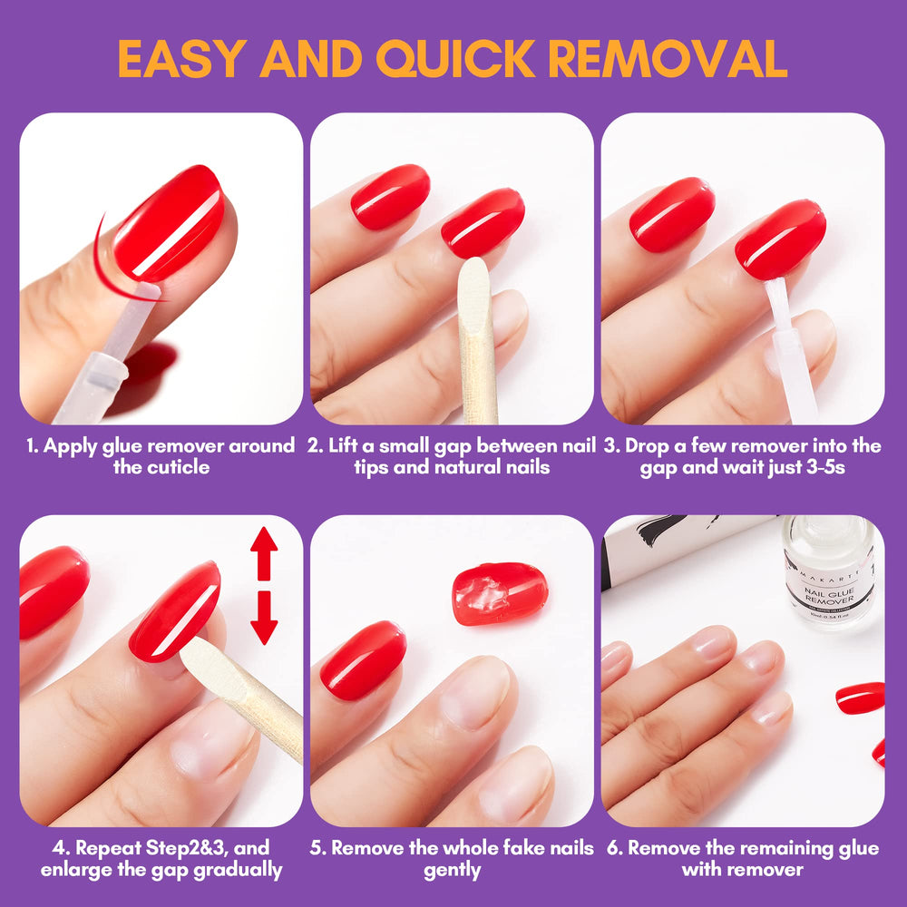 Makartt remover pegamento sin dañar uñas naturales.