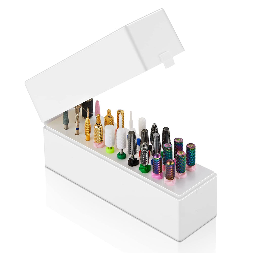 Makartt soporte brocas uñas 30 huecos, organización clara para manicura profesional.