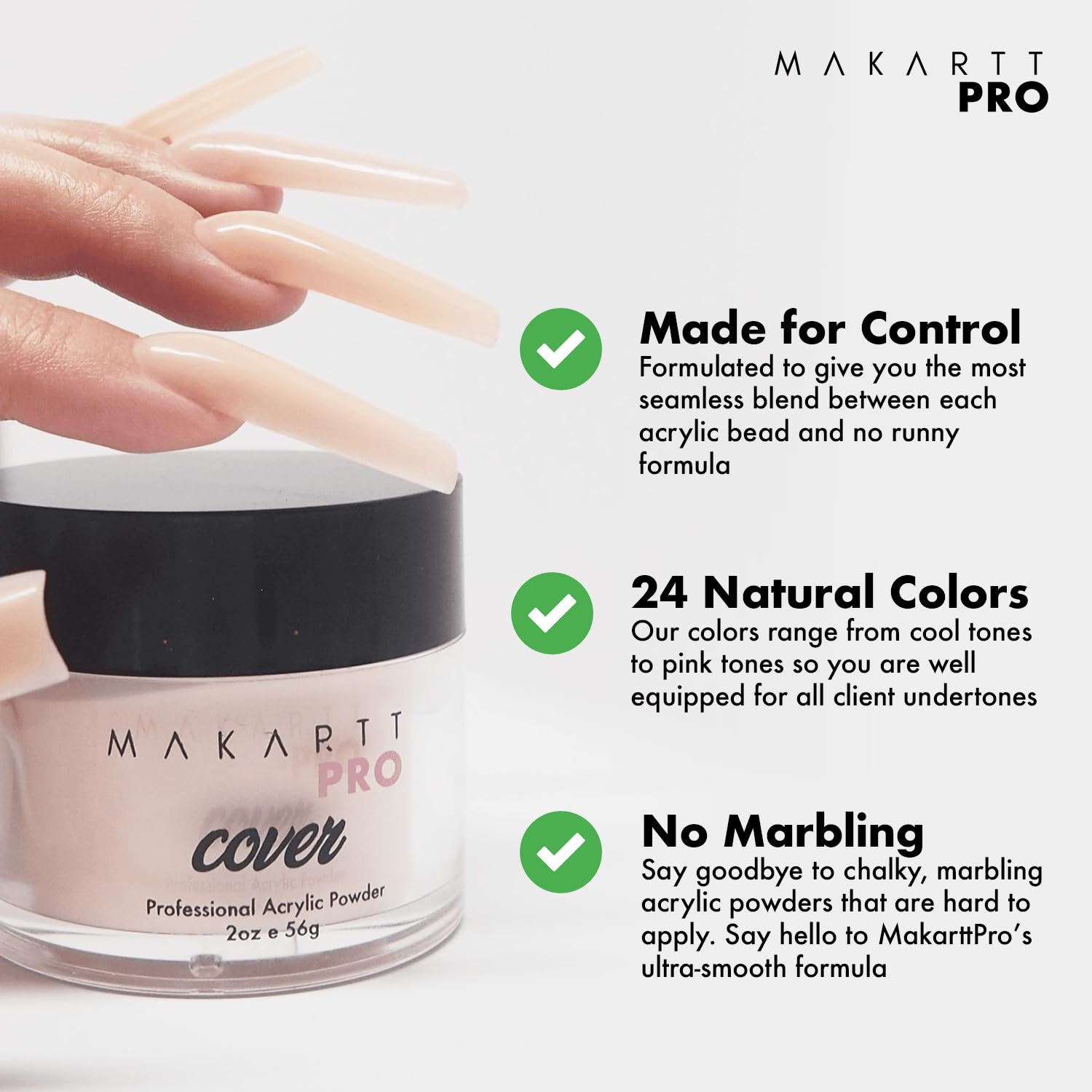 MakarttPro polvo acrílico: adherencia superior para menor levantamiento.