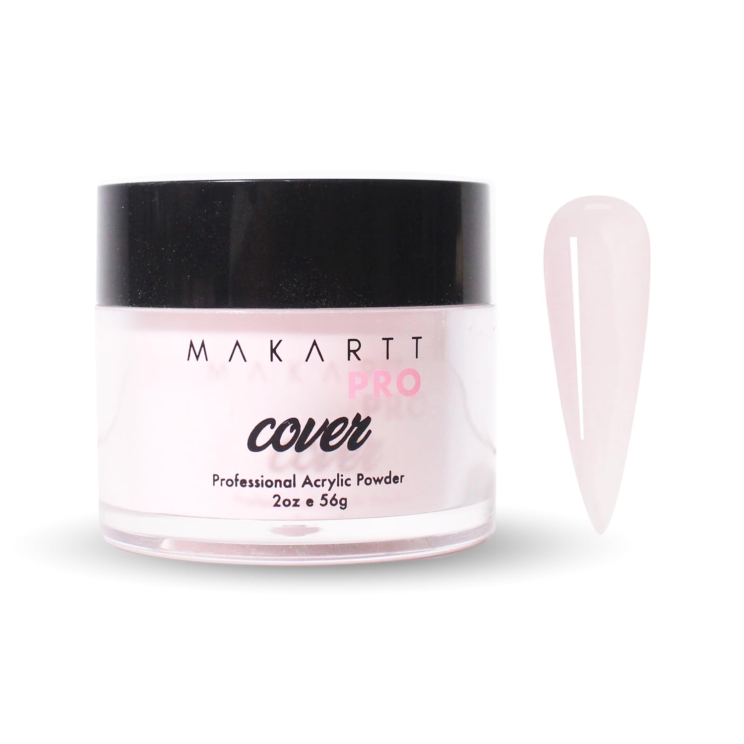 Polvo acrílico MakarttPro rosa suave para uñas con acabado duradero.