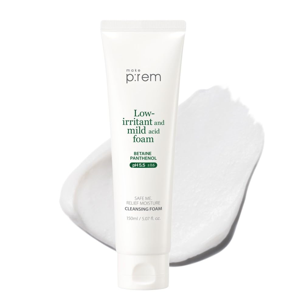 MAKEP:REM Safe Me, botella espumosa para limpieza suave en piel sensible.