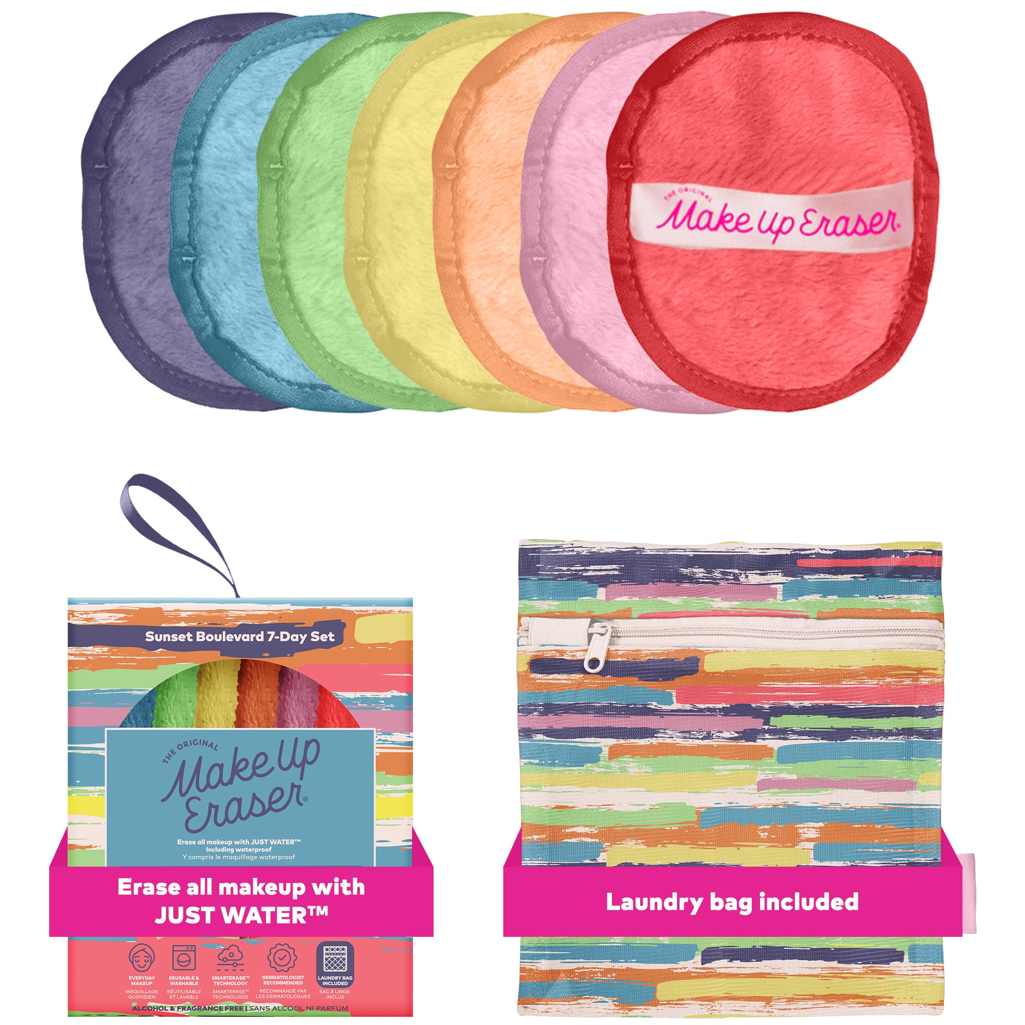 MakeUp Eraser conjunto7 doble cara para limpieza facial con agua.