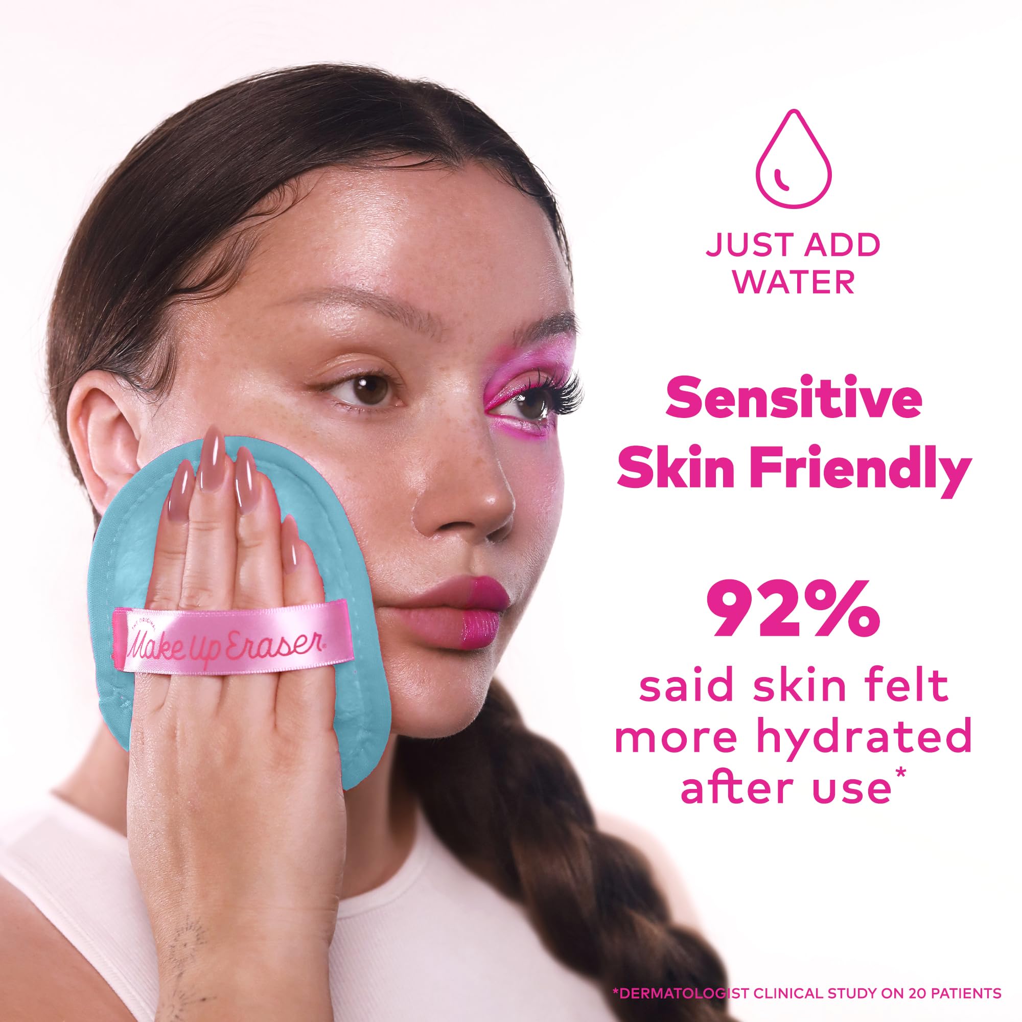 MakeUp Eraser – Microfibres douces: peau sensible sans irritation.