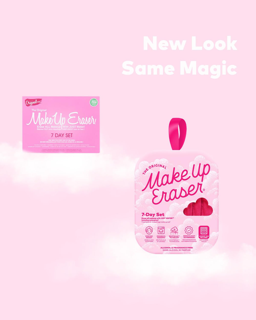 MakeUp Eraser Original Pink 7-Dias Set detalle microfibra, ajusta maquillaje con suavidad.
