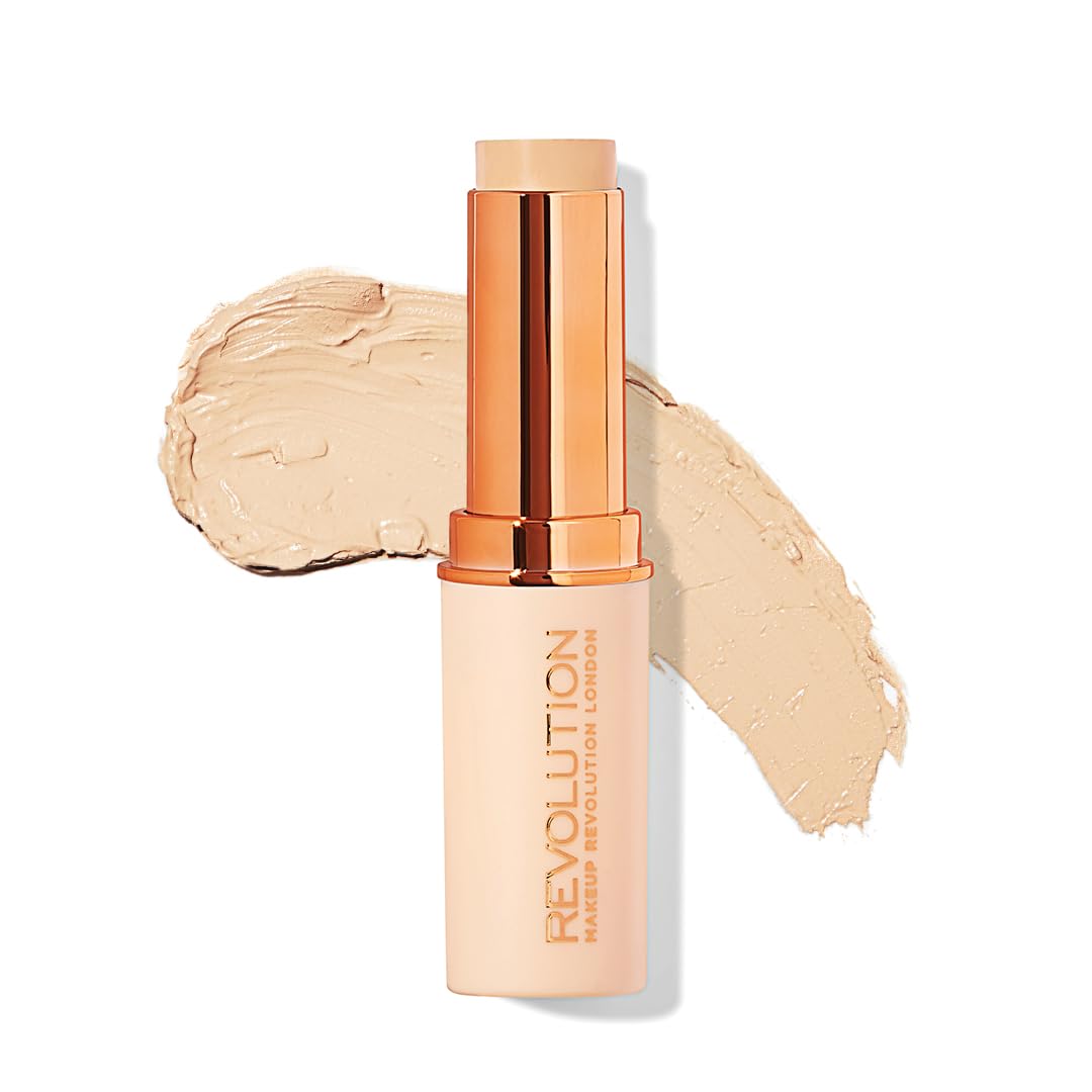 Makeup Revolution fundación stick base rapida con acabado mate para piel suave.