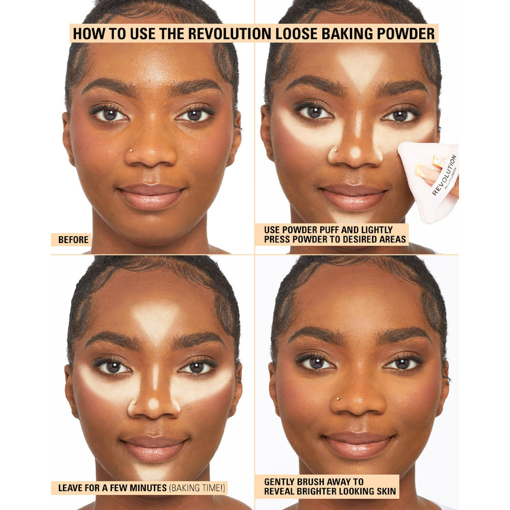 Makeup Revolution Polvo libre traslúcido: aplicación con esponja para técnica de horneado precisa
