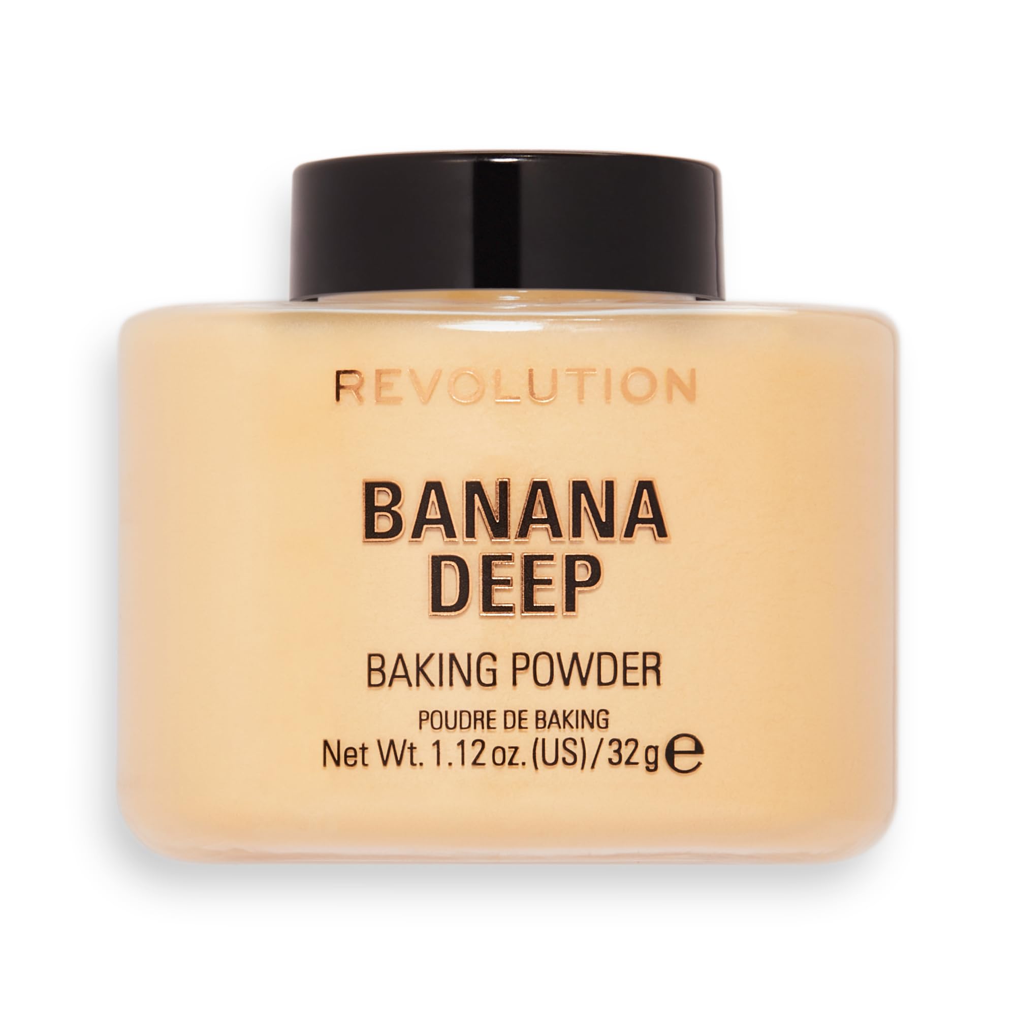 Makeup Revolution polvo suelto Banana Deep para fijar base y reducir brillos.
