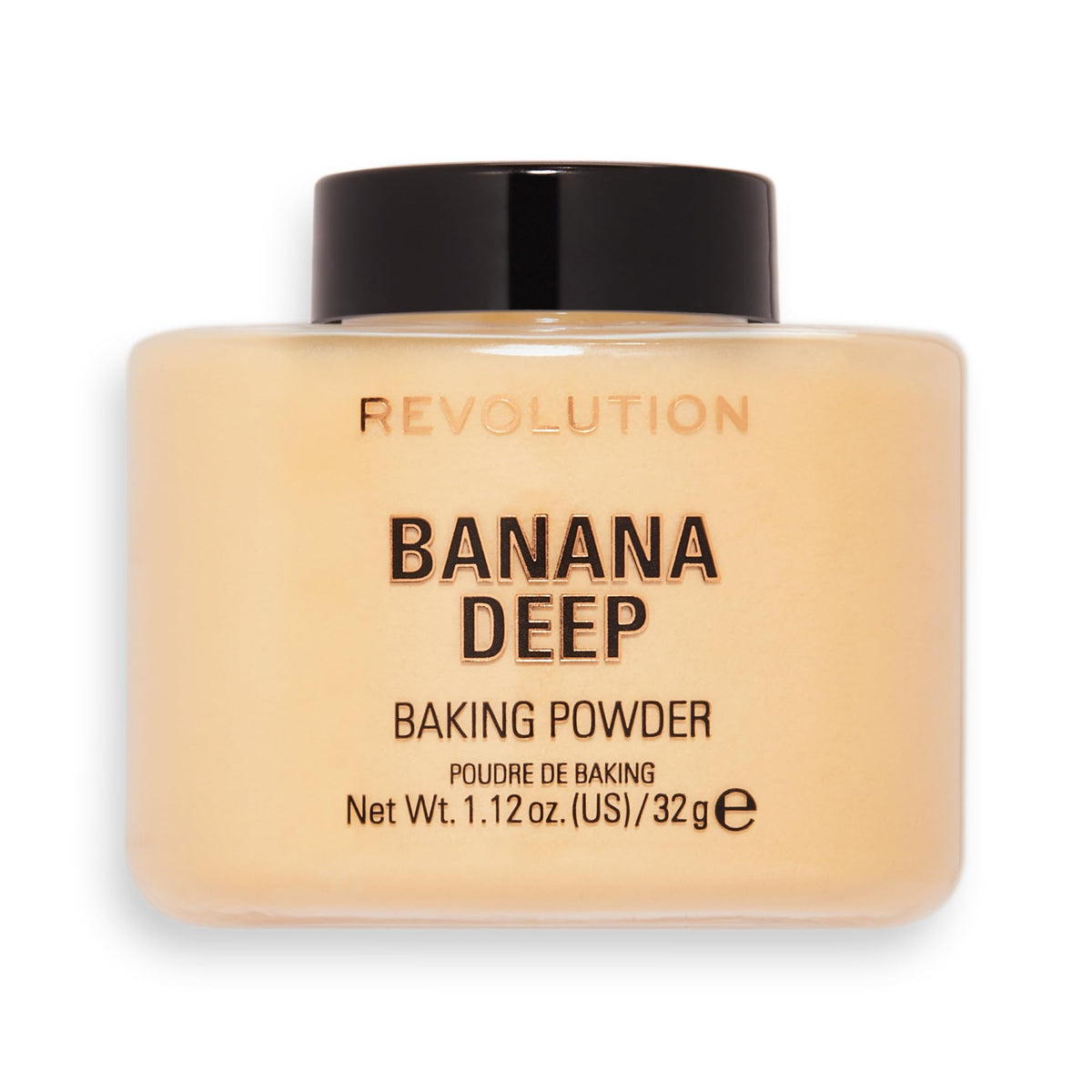 Makeup Revolution polvo suelto Banana Deep para fijar base y reducir brillos.