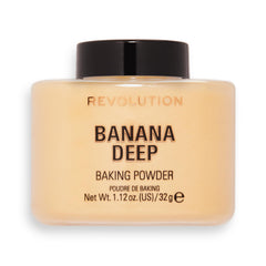 Makeup Revolution polvo suelto Banana Deep para fijar base y reducir brillos.