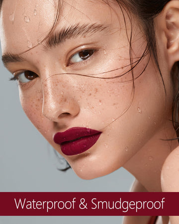 MAKI YIKA Burgundy Lipstick tested for transfer-free wear during meals.