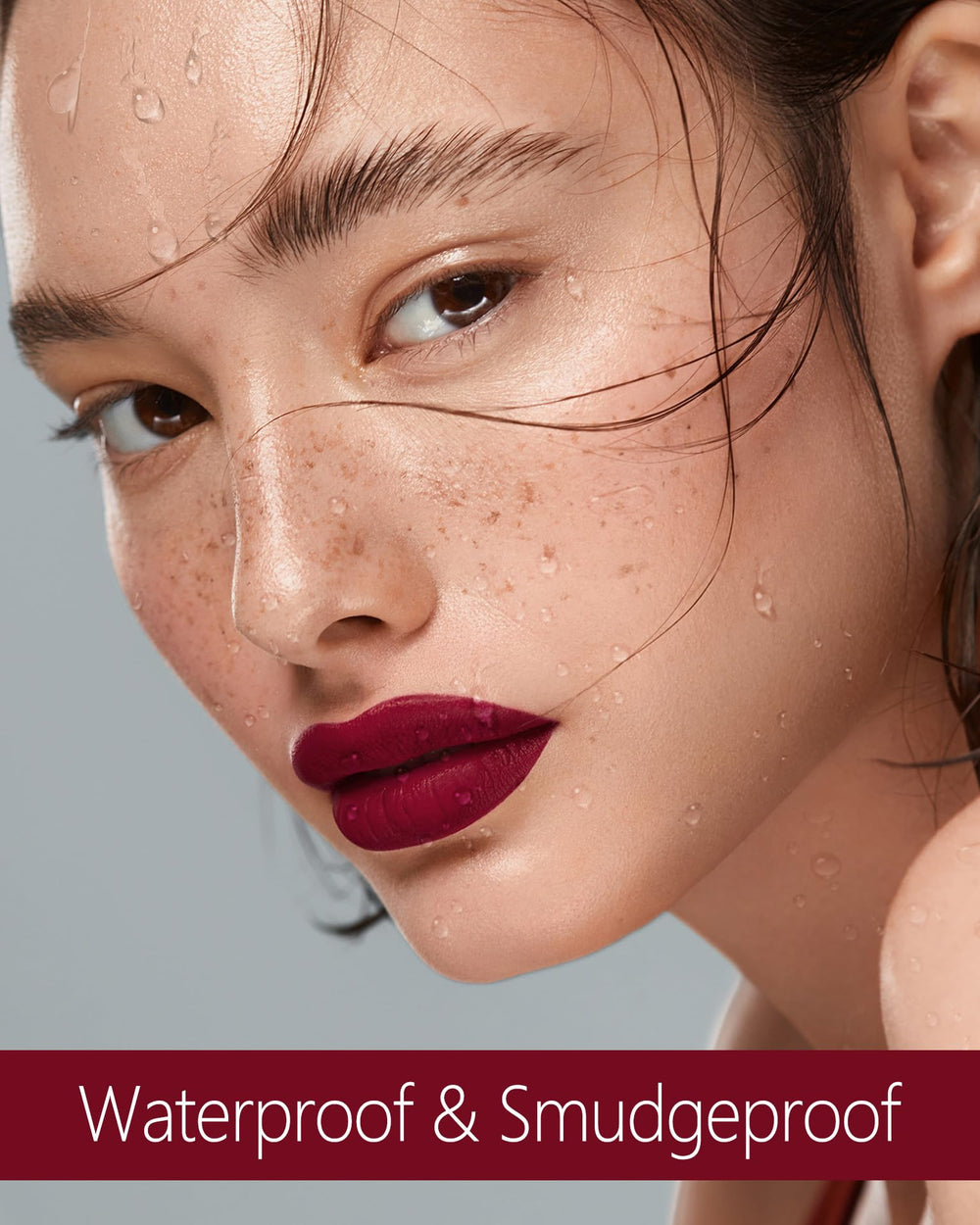 MAKI YIKA Burgundy Lipstick tested for transfer-free wear during meals.