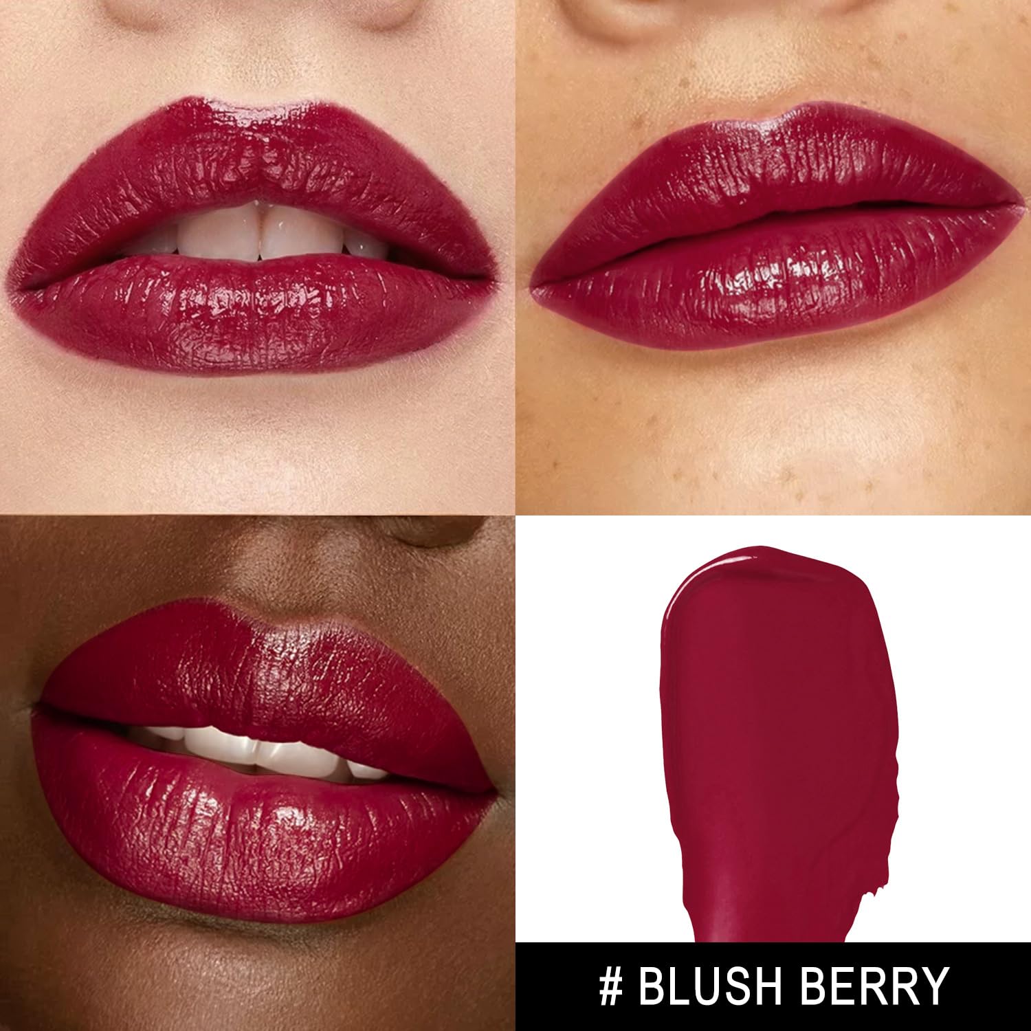 MAKI YIKA Lipstick swatch reveals rich dark berry color and hydration.