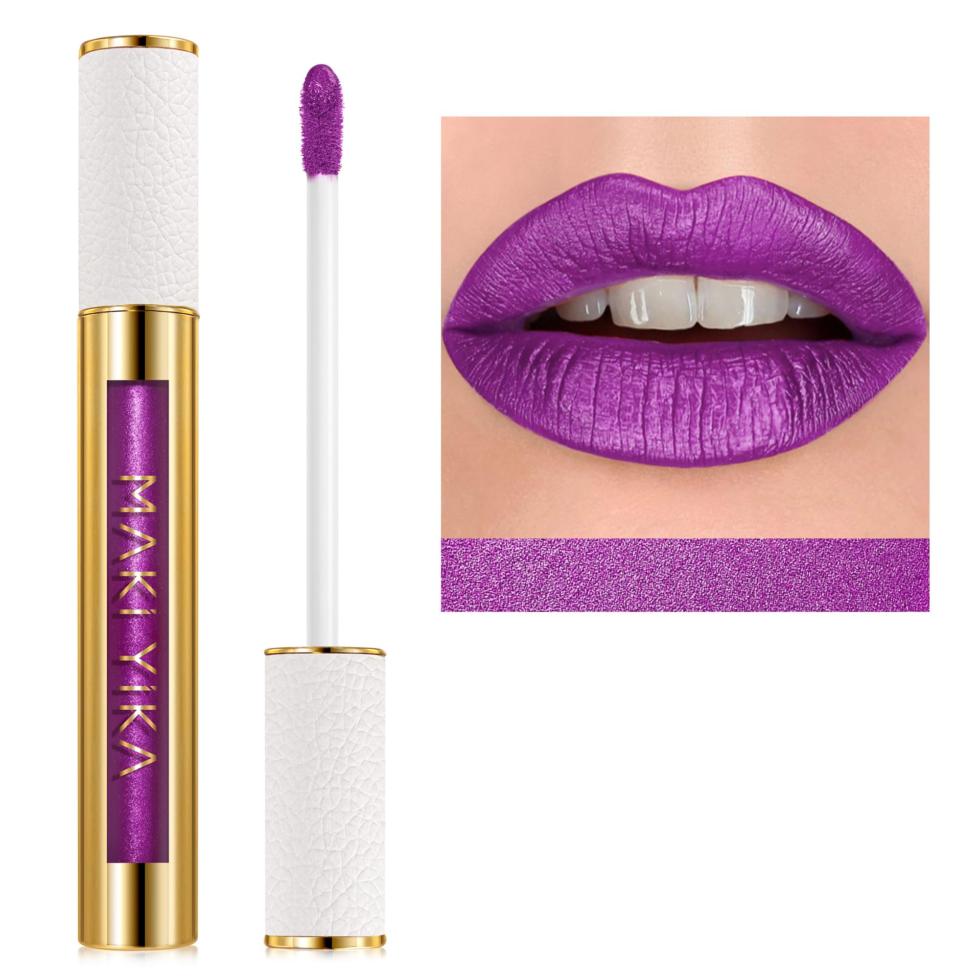 MAKI YIKA teinte améthyste sur bouteille, couleur métallique durable et éclat longue tenue.