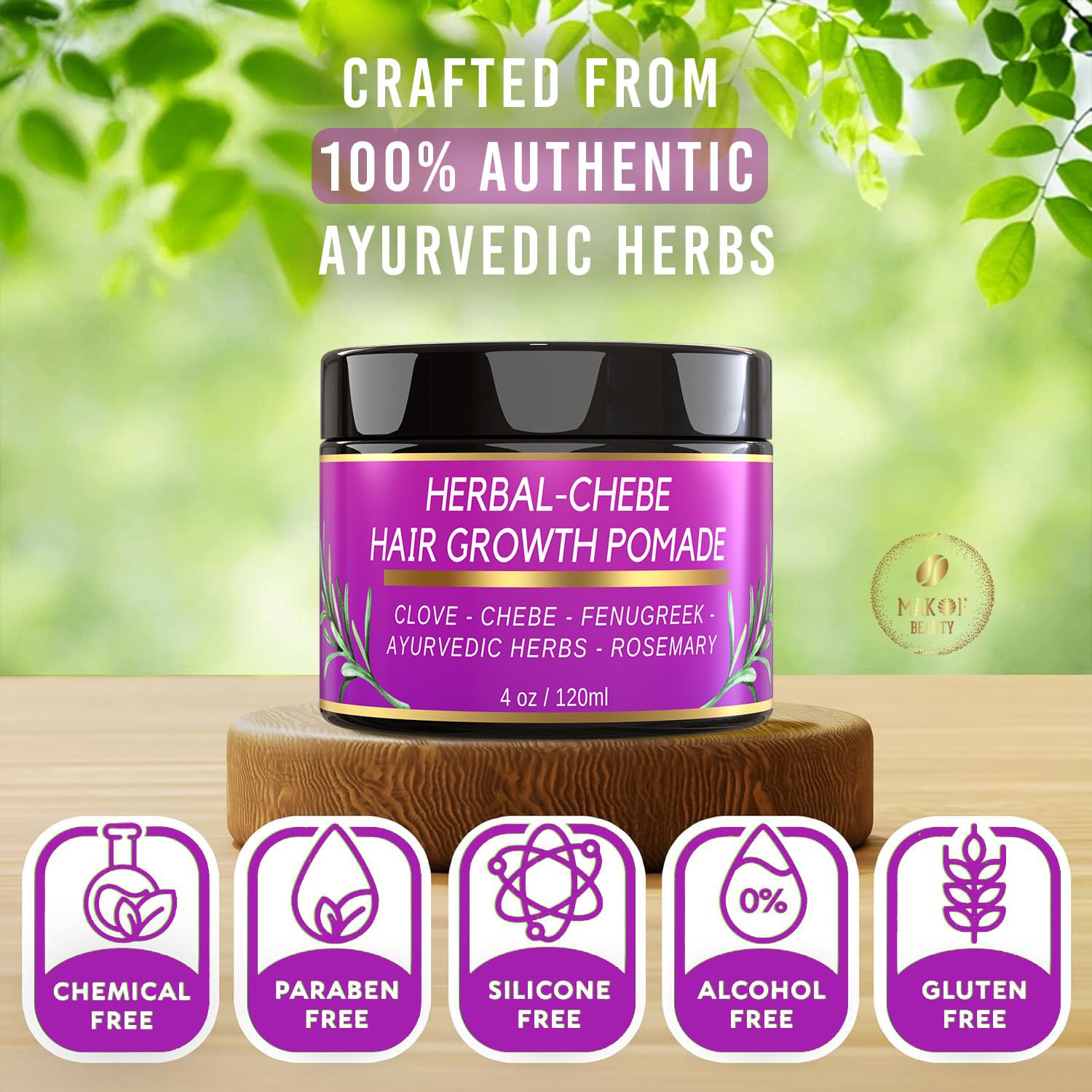 MAKOF BEAUTY Chebe Ingredientes Moringa: mantecas y hierbas naturales
