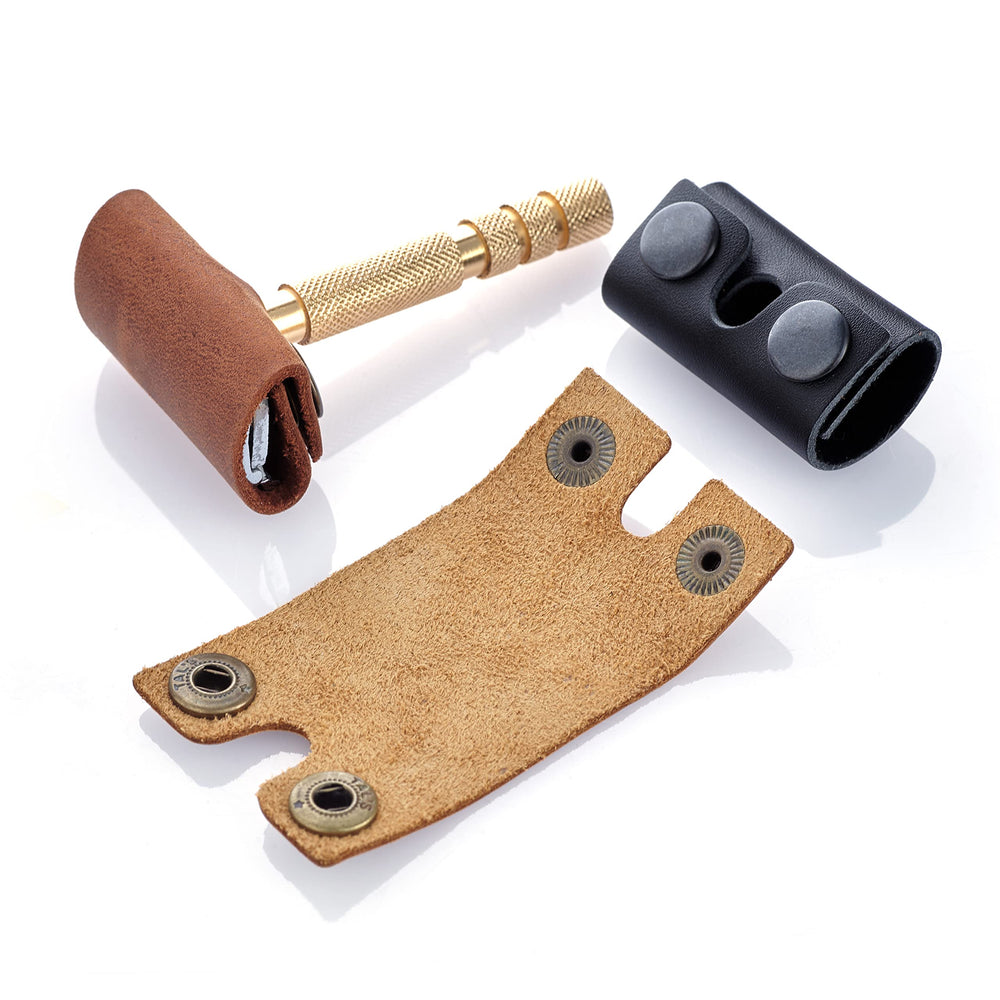 MAKYN funda de cuero con cierre seguro para afeitado