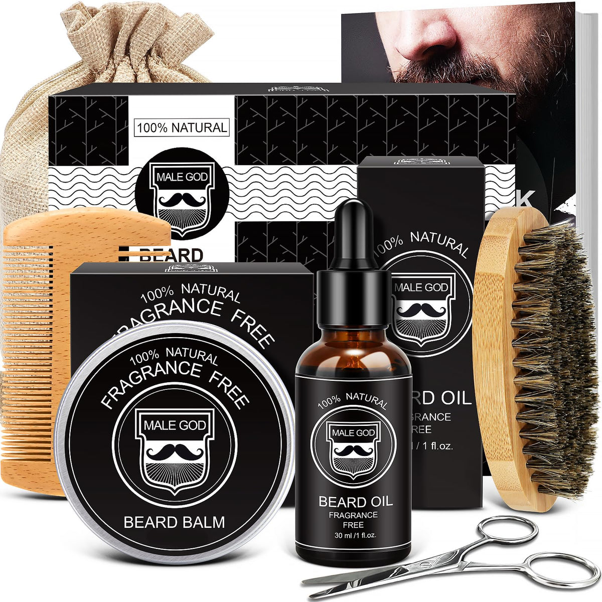 MALE GOD kit barba con aceite natural para hidratación y brillo