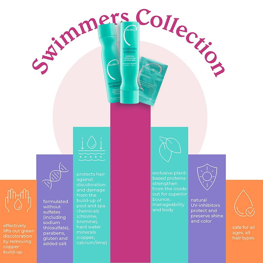Malibu C Swimmers acondicionador botella: hidrata y desenreda para cabello seco tras la piscina