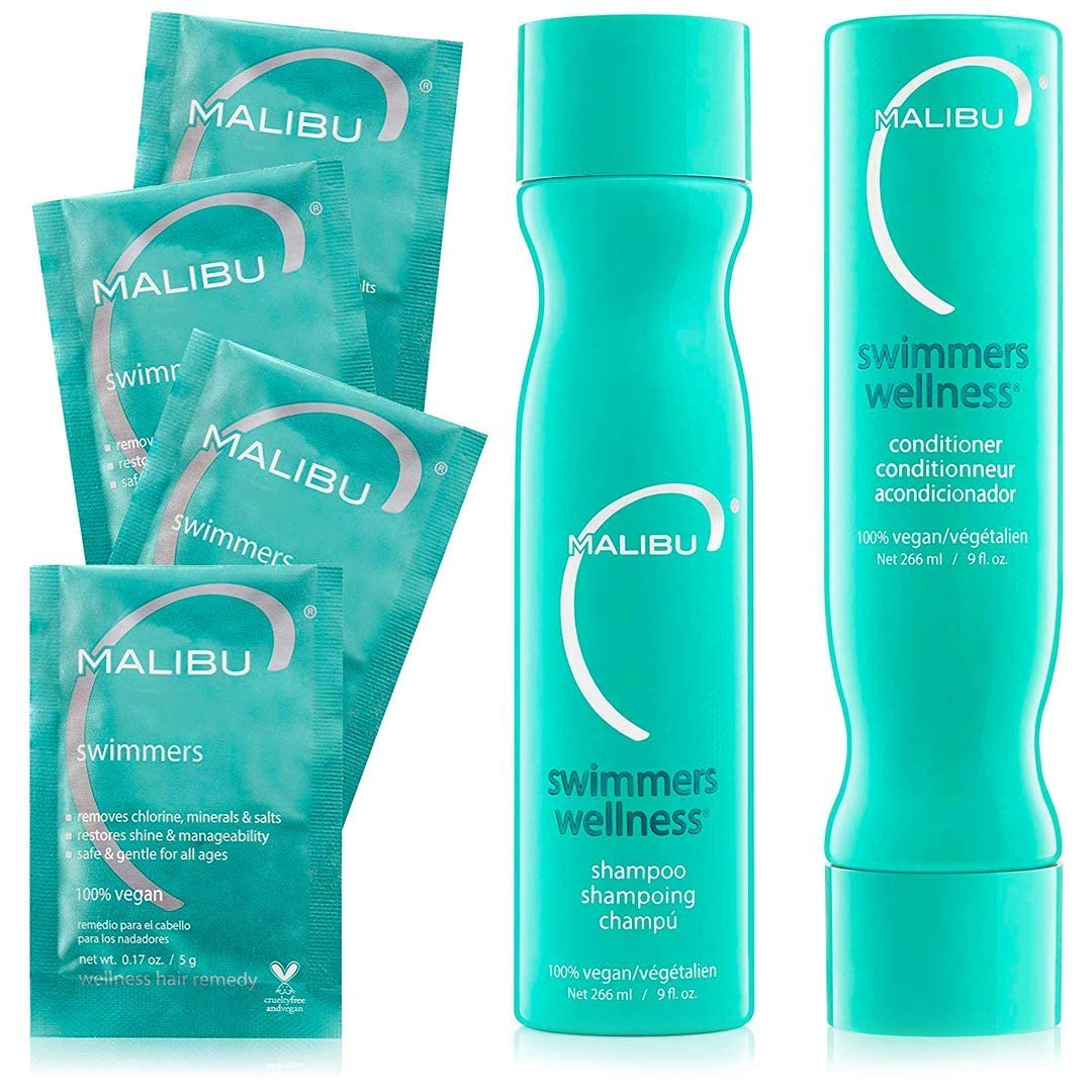 Malibu C Swimmers champú botella: limpia el cabello del cloro para empezar con frescura