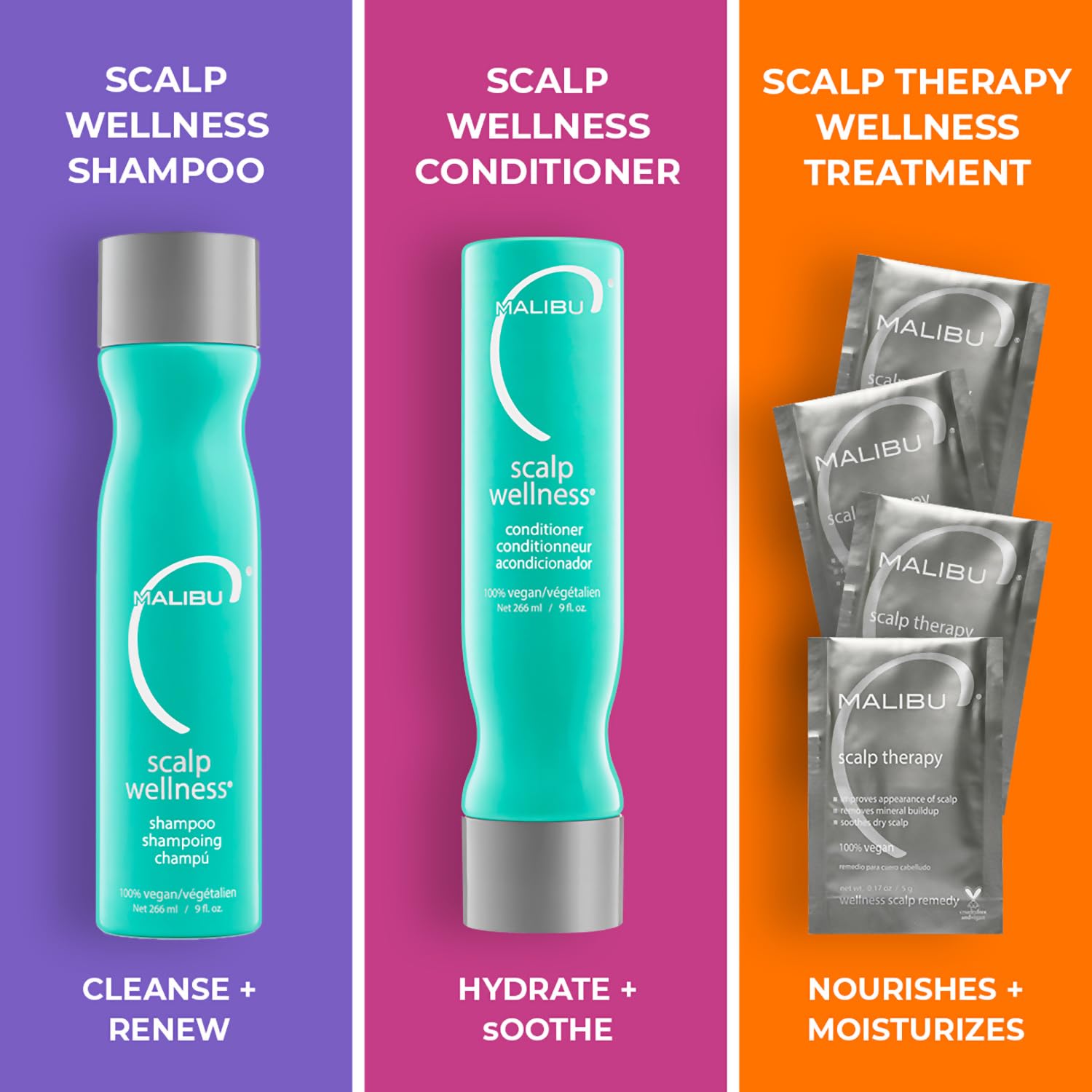 Malibu C tecnología sin sulfatos: protege el cabello durante el lavado.