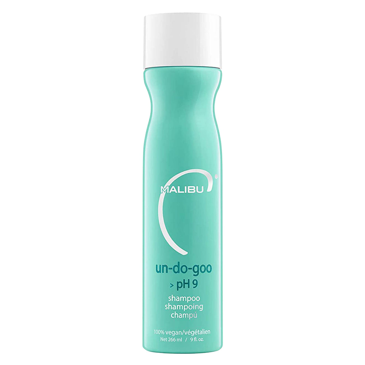Malibu C Un-Do-Goo Champú clarificante en botella, elimina residuos y revela brillo.