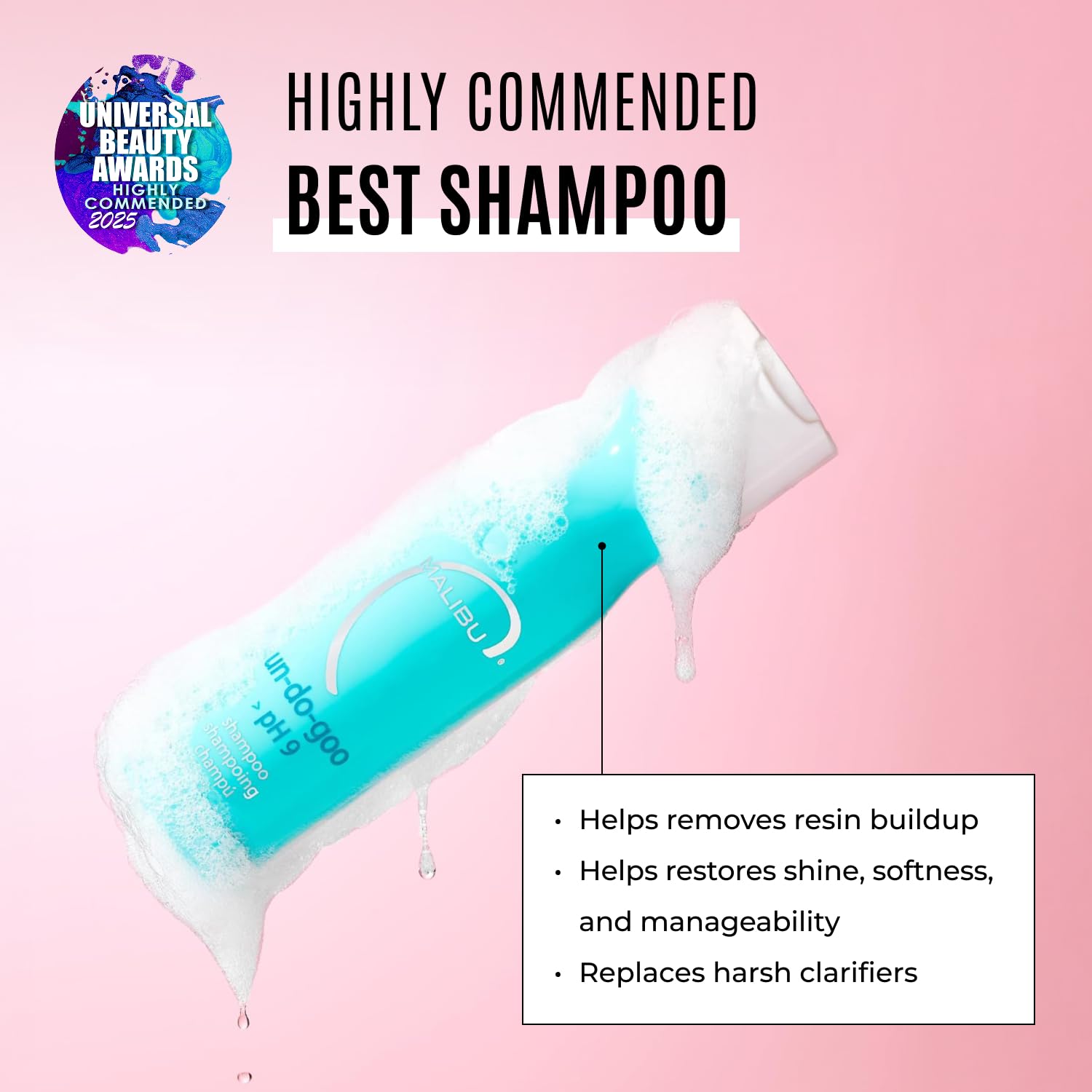Malibu C Un-Do-Goo Champú espuma limpia suavemente para una melena más fresca.