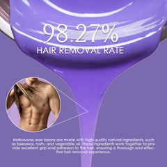 Mallowwax lavender wax beads dispense closeup for precise at-home waxing.
