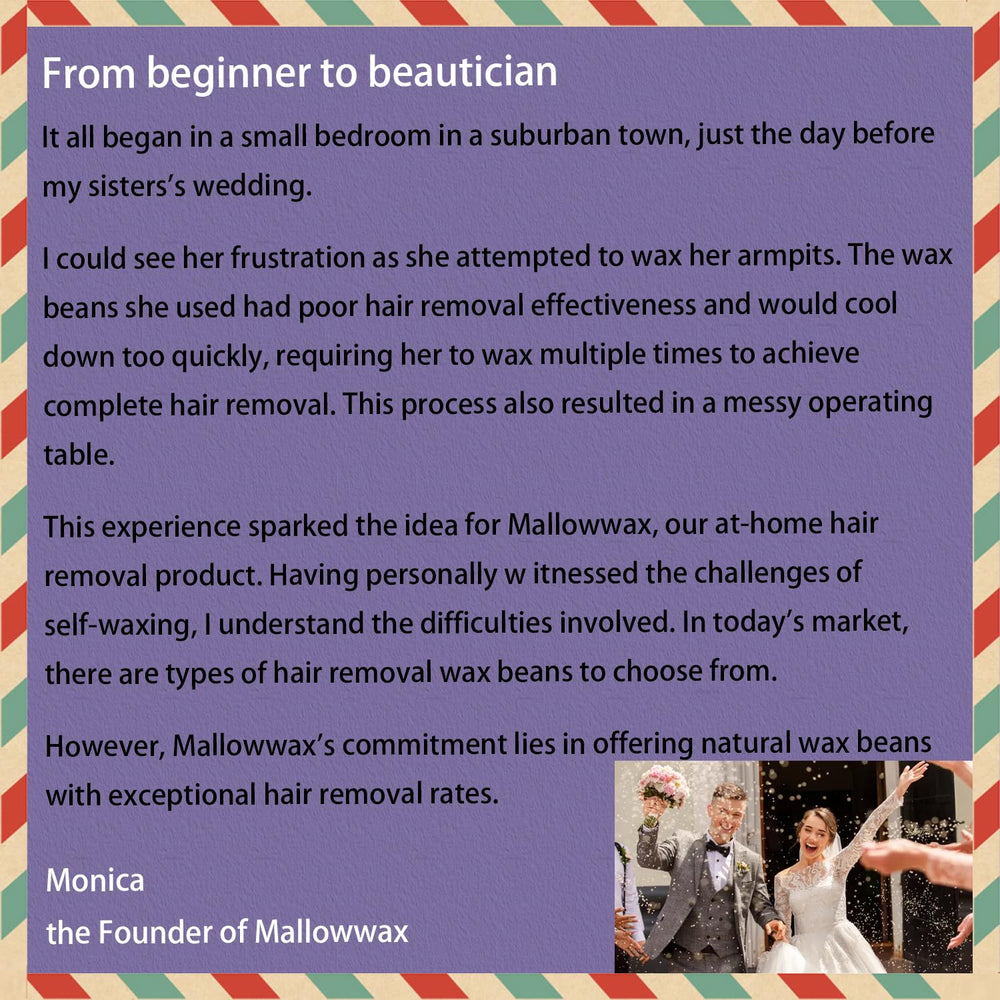 Mallowwax lavender wax beads designed for legs and arms waxing with smooth skin.
