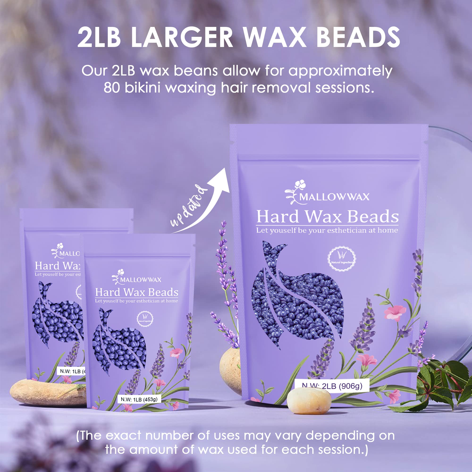 Mallowwax lavender wax beads deliver silky skin after at-home waxing.