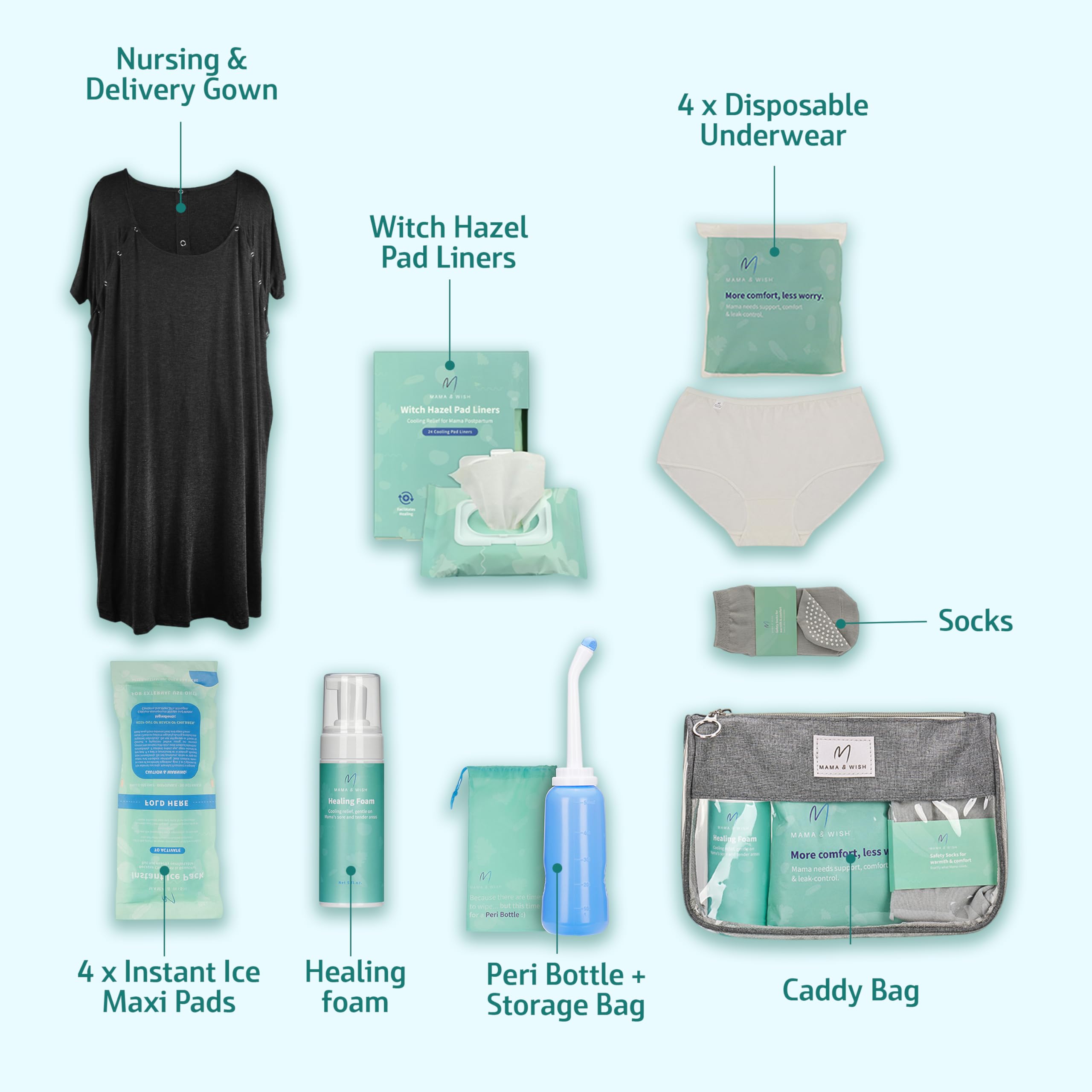 Chemise d'accouchement Mama & Wish facilitant l’allaitement et l’accès médical.