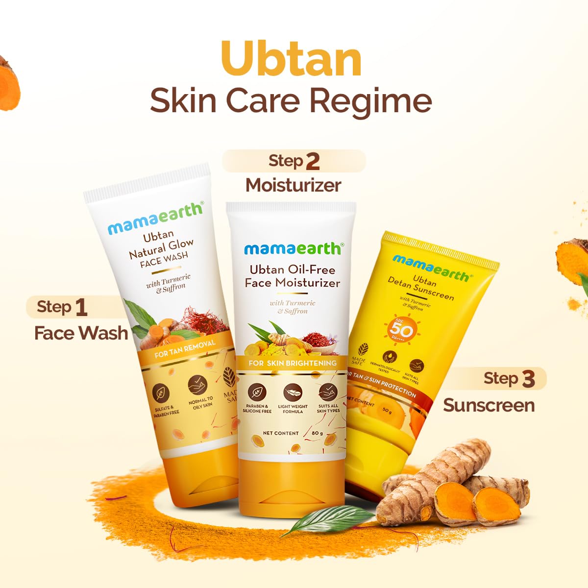 Envase práctico del limpiador facial Ubtan de Mamaearth