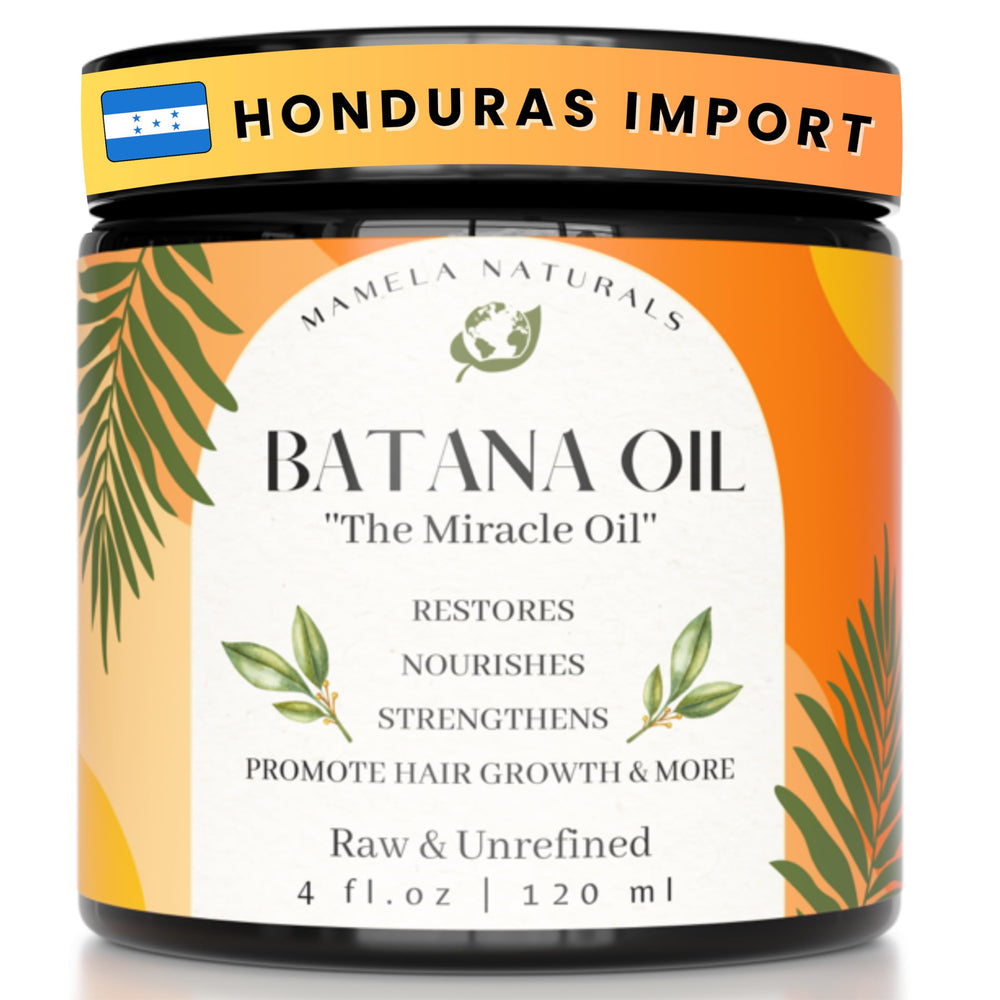 Mamela Naturals Batana: botella de aceite puro para cabello sano y brillante.