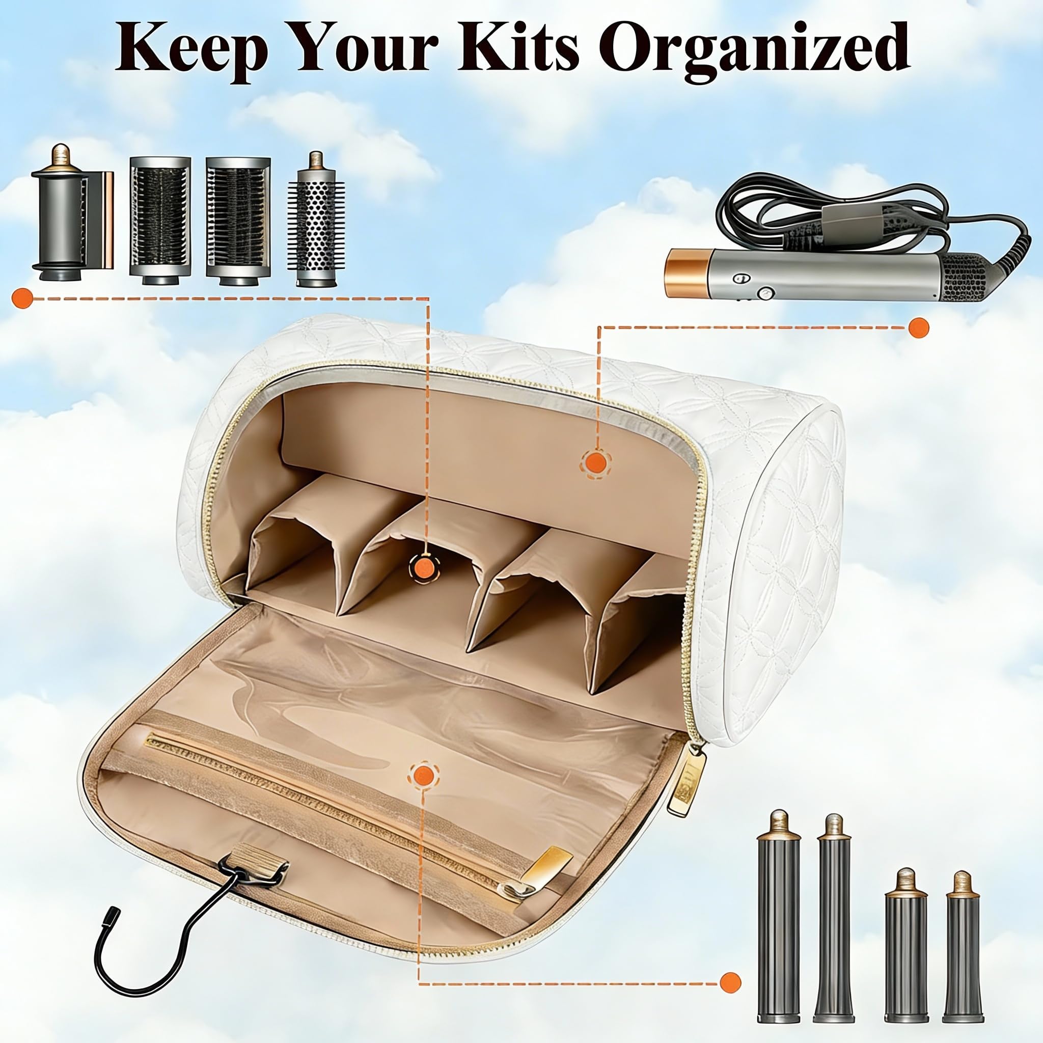 Espacio de almacenamiento para accesorios y productos de cuidado personal.