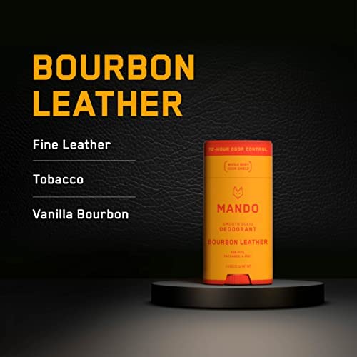 Texture crème Mando Bourbon Leather, parfum boisé et réconfortant.