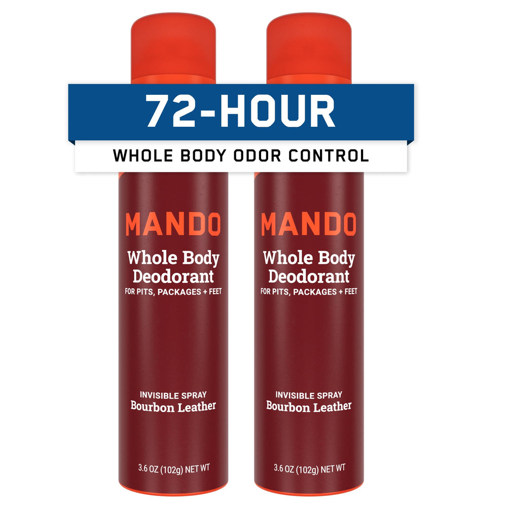Mando Bourbon Leather desodorante corporal invisible en botella para frescor duradero.