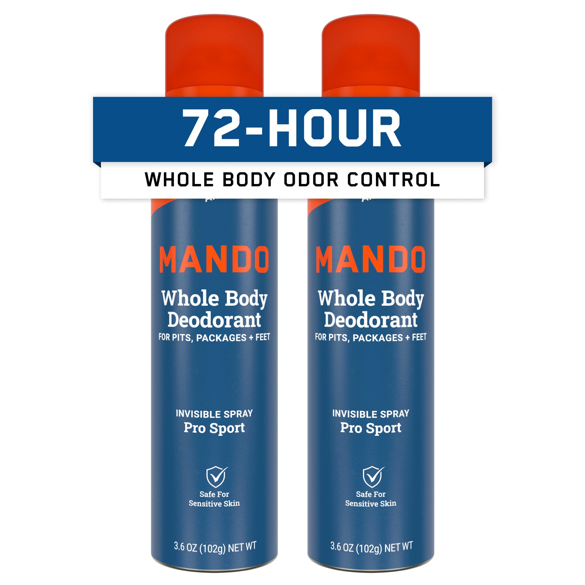 Desodorante invisible Mando para uso corporal, lata de 3,6 oz para deporte