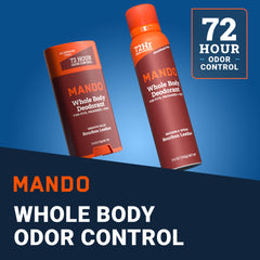 Desodorante spray invisible de Mando para cobertura discreta y rápida.