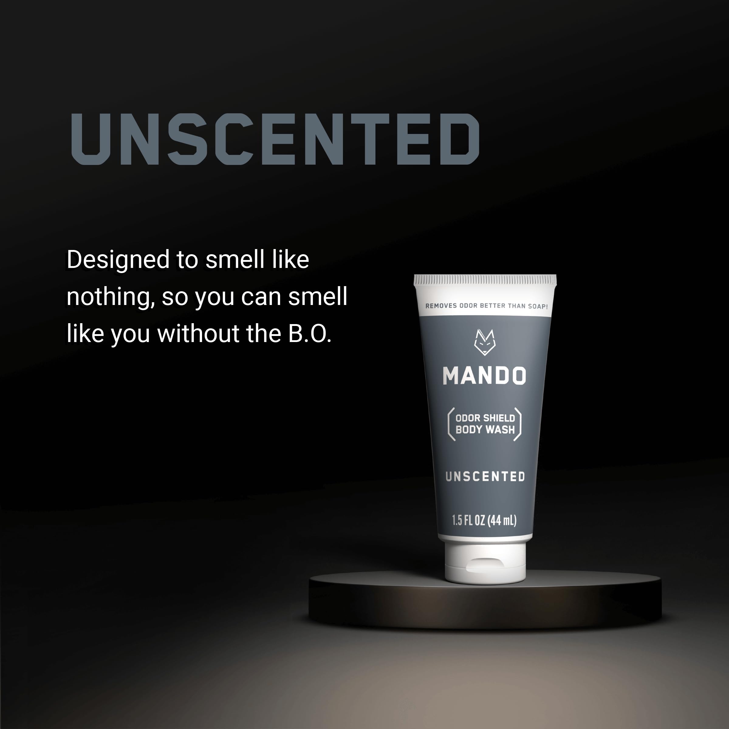 Mando Mini Body Wash 1.5 oz: formato práctico para viaje.